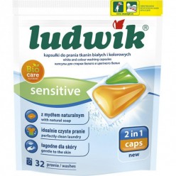 Гелевые капсулы для стирки белых и цветных тканей SENSITIVE  2 в 1 "Ludwik"  32 шт