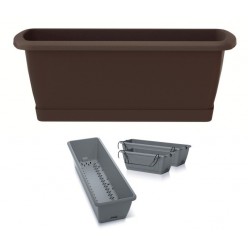 Ящик балконный RESPANA EASY CARE с системой полива, поддоном и крючками коричневый 60см